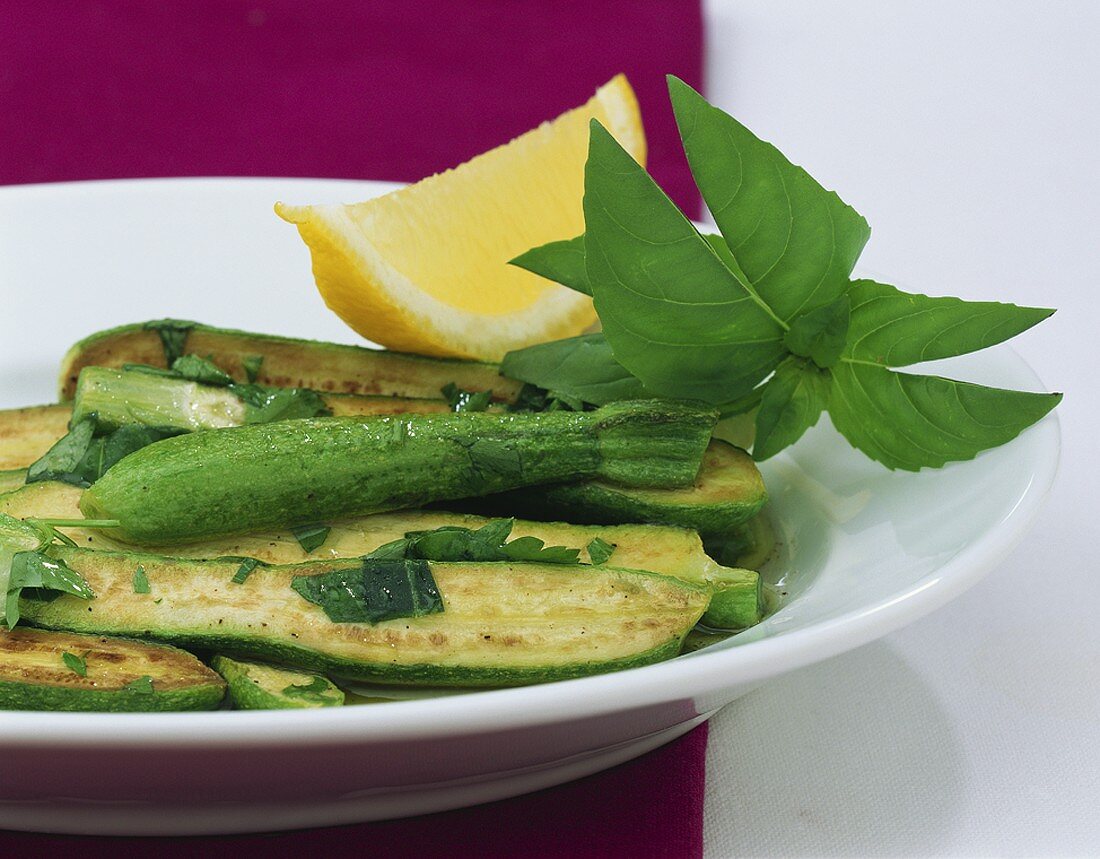 Marinated courgettes with herbs