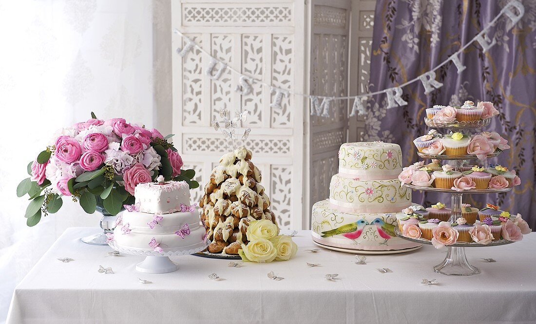 A selection of wedding cakes