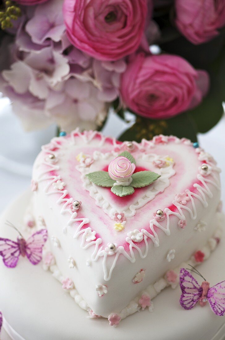 Heart-shaped wedding cake