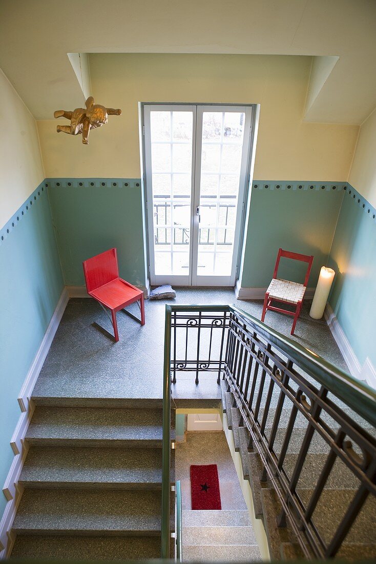 Staircase with two chairs