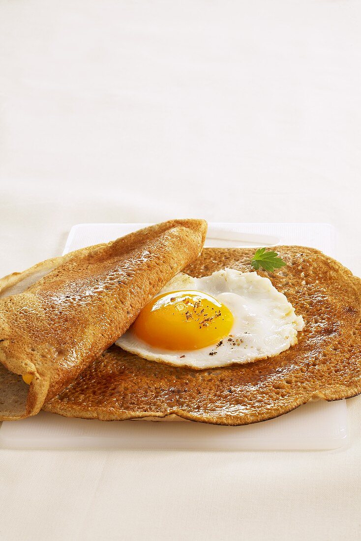 Pancakes with fried egg