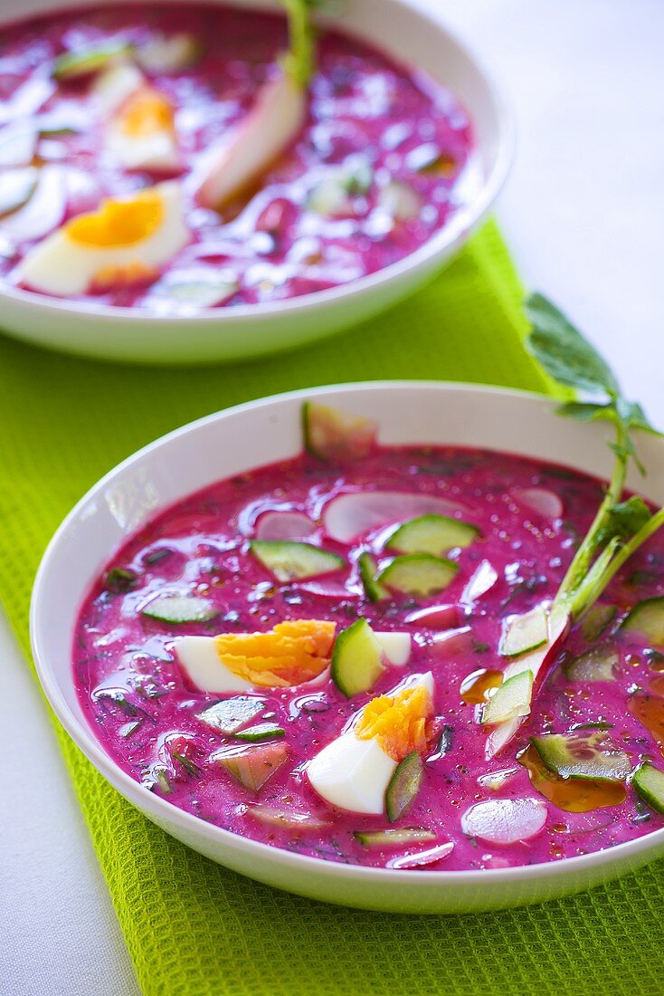 Chlodnik (Cold beetroot soup with egg, Poland)