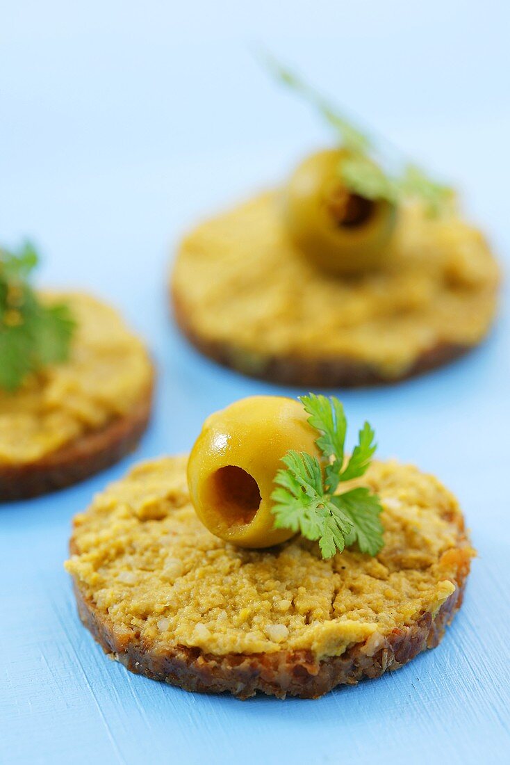 Canapes with tapenade