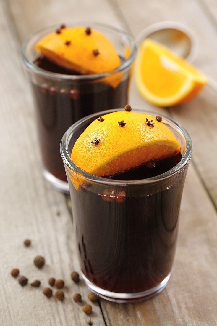 Mulled wine with clove-studded oranges