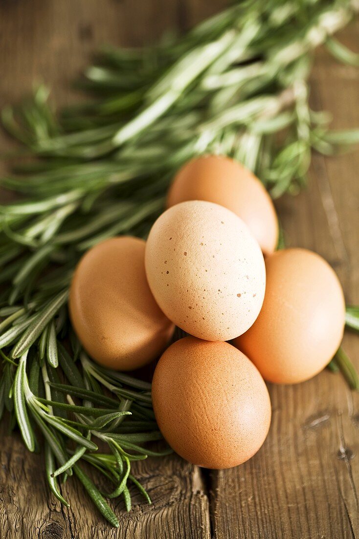 Frische Eier und Rosmarin
