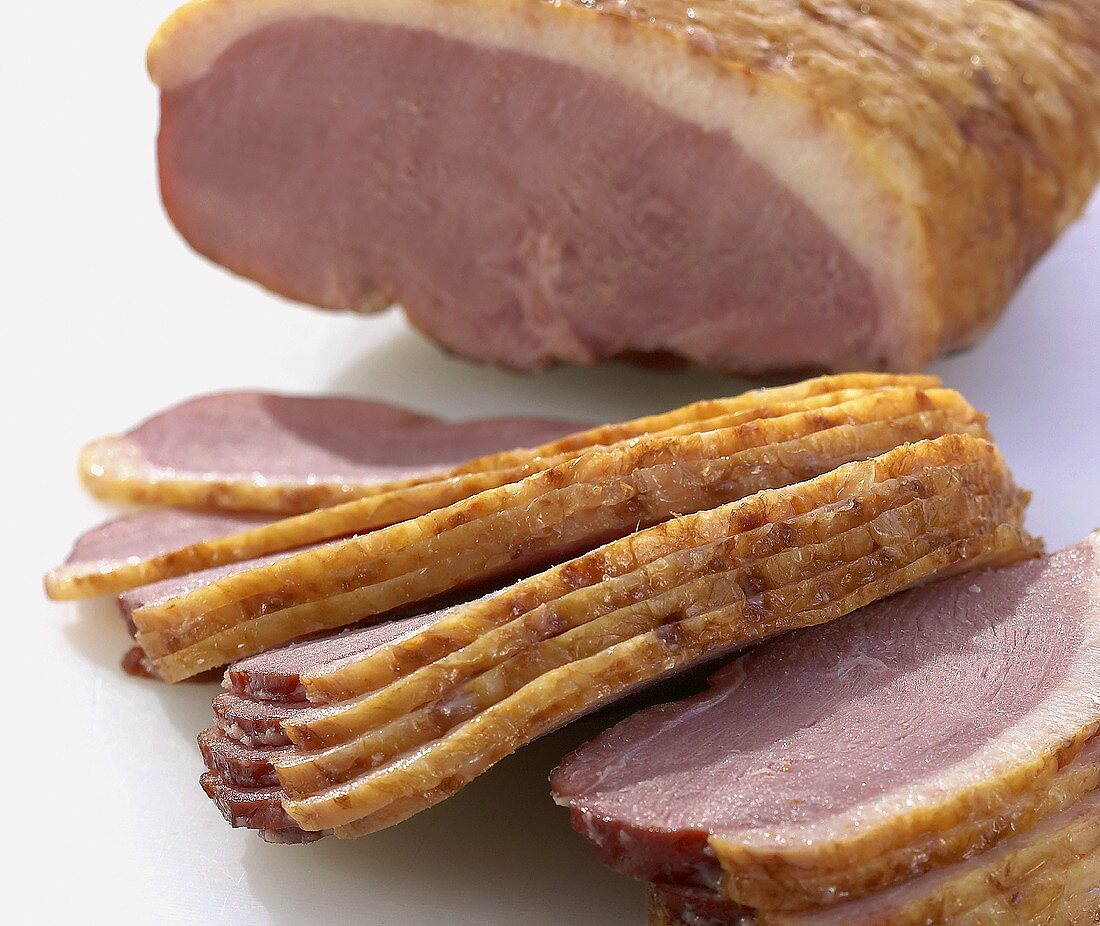 Smoked duck breast, partly sliced