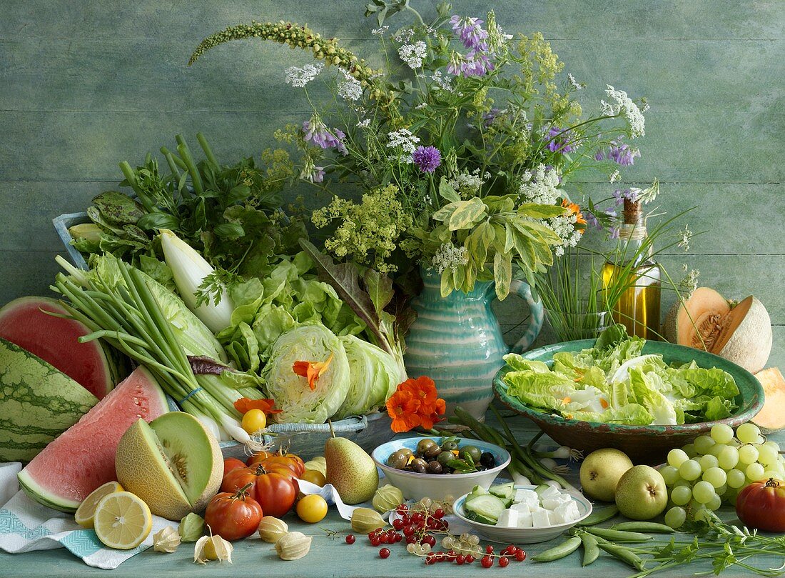 Ingredients for a colourful summer salad