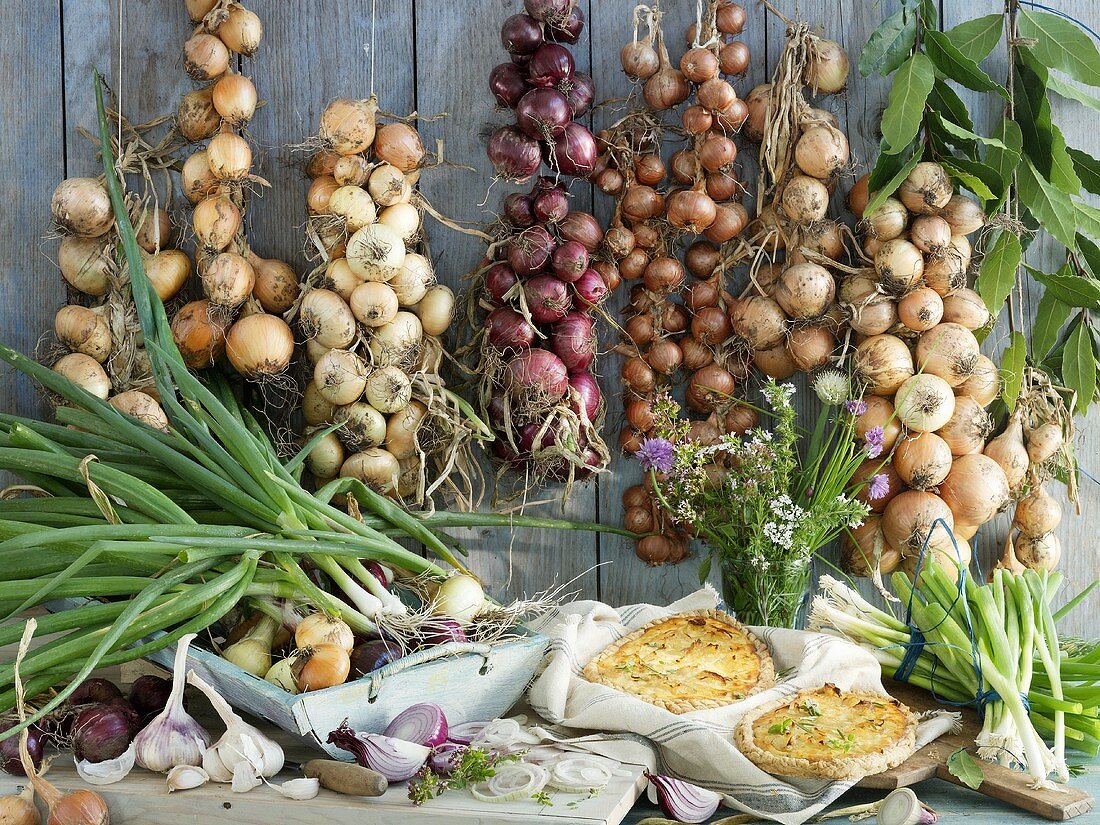 Onion tarts and assorted onions