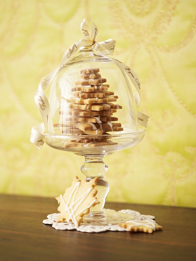 Butter biscuits under glass dome