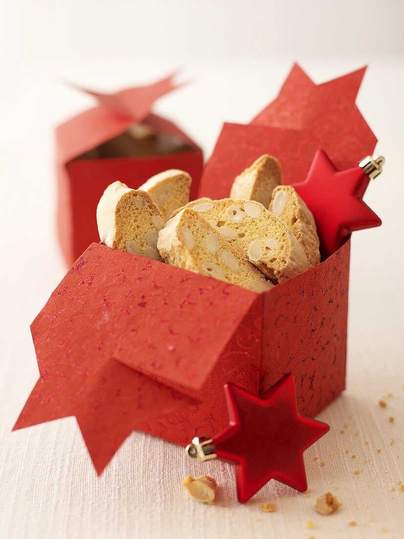 Cantuccini in a cardboard box