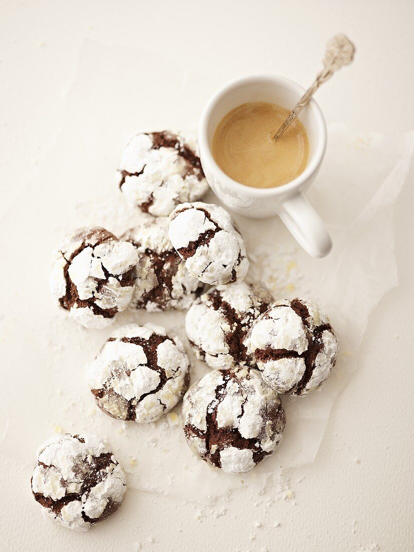 Chocolate biscuits with a cup of cappuccino