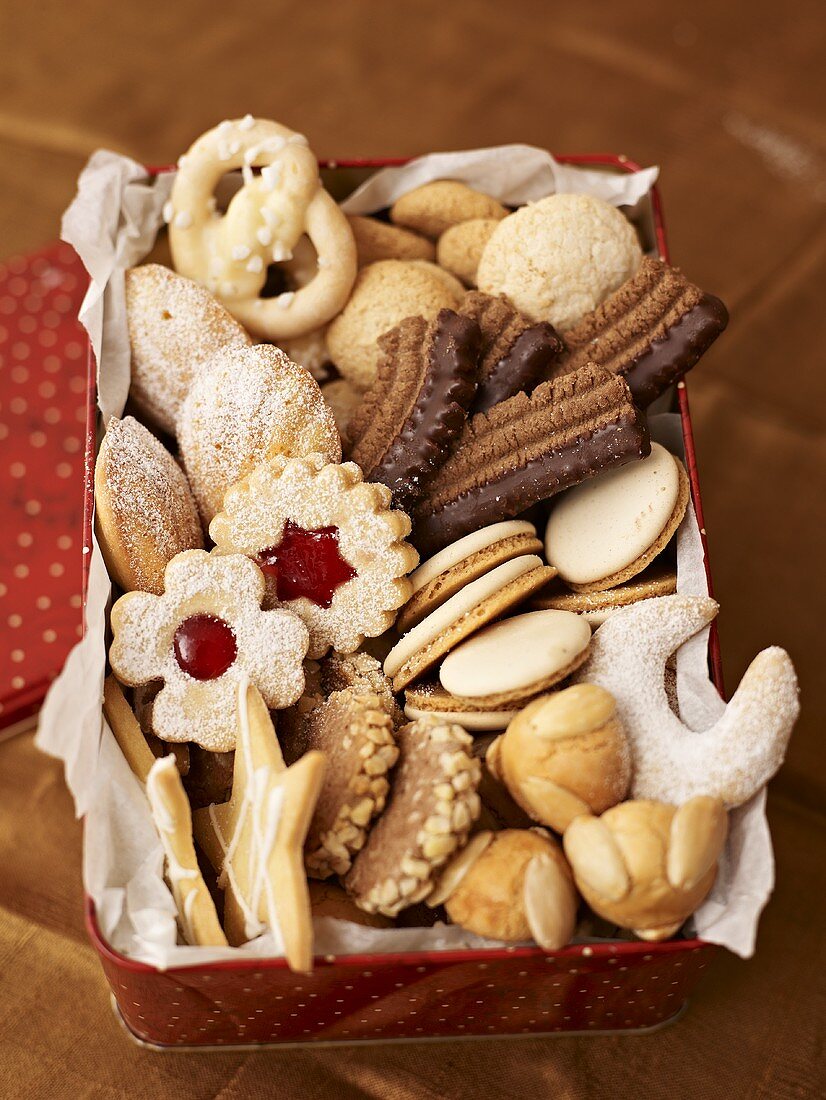 A tin of Christmas biscuits
