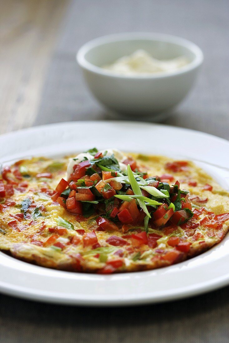 Omelette with salsa (Mexico)