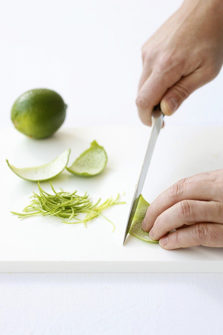 Slicing lime zest