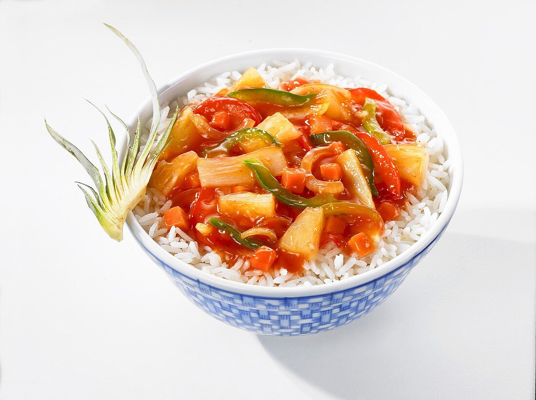 Rice with sweet and sour vegetables