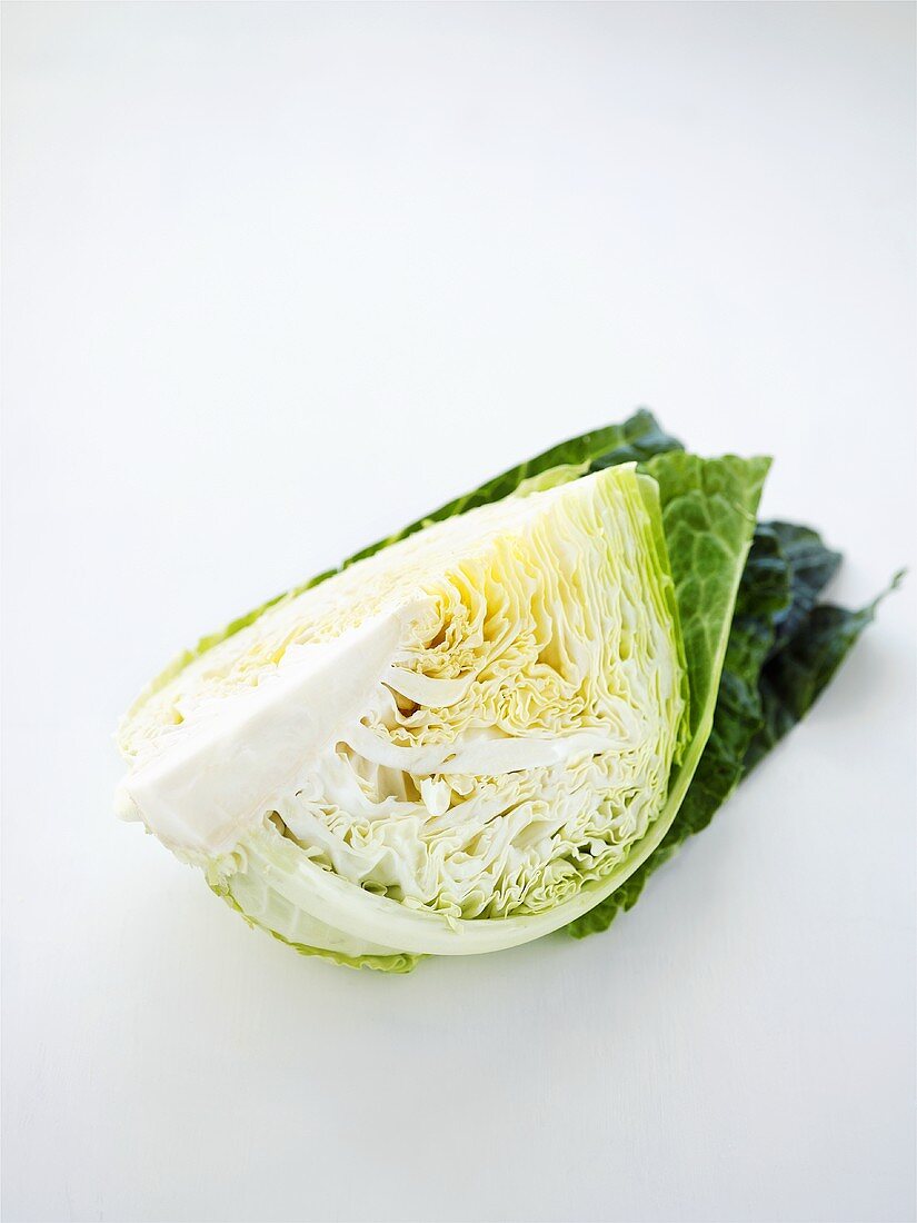 A quarter of a savoy cabbage