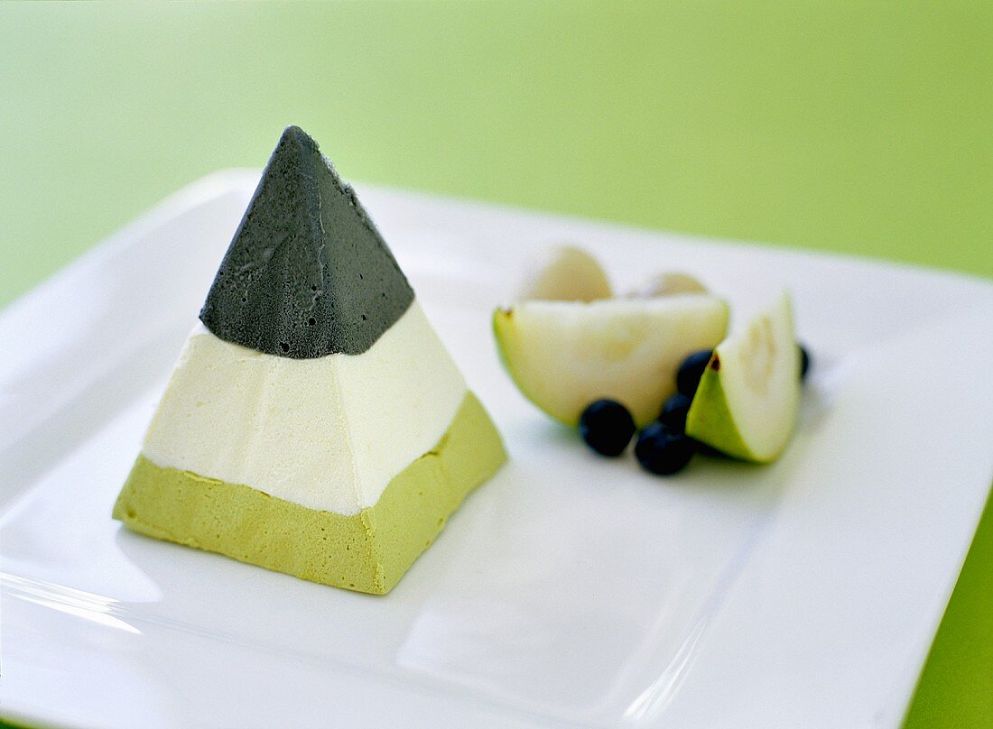 Green tea ice cream with fruit (Asia)