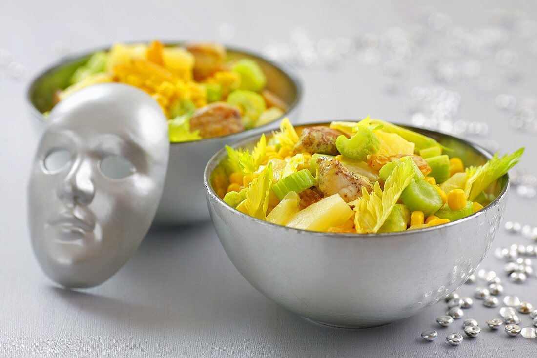 Chicken, sweetcorn, pineapple, celery & grape salad with curried mayonnaise