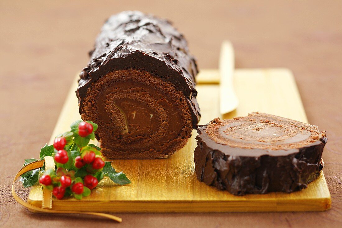 Chocolate roulade for Christmas