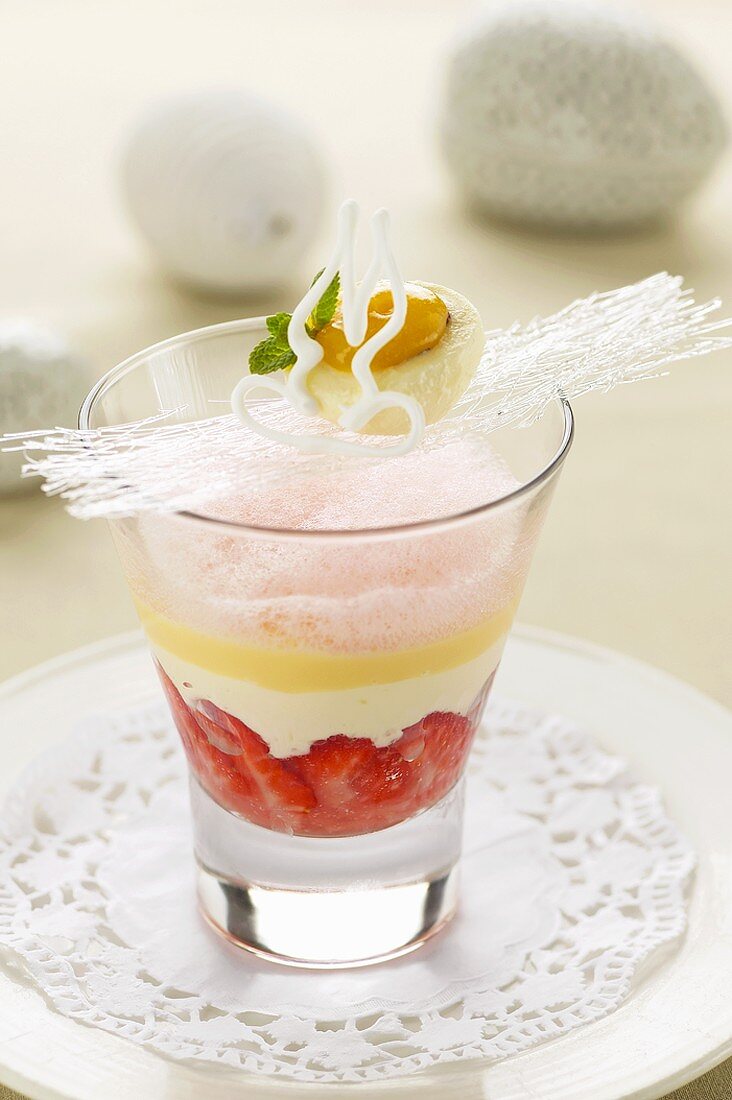 Marinated strawberries with quark mousse and advocaat