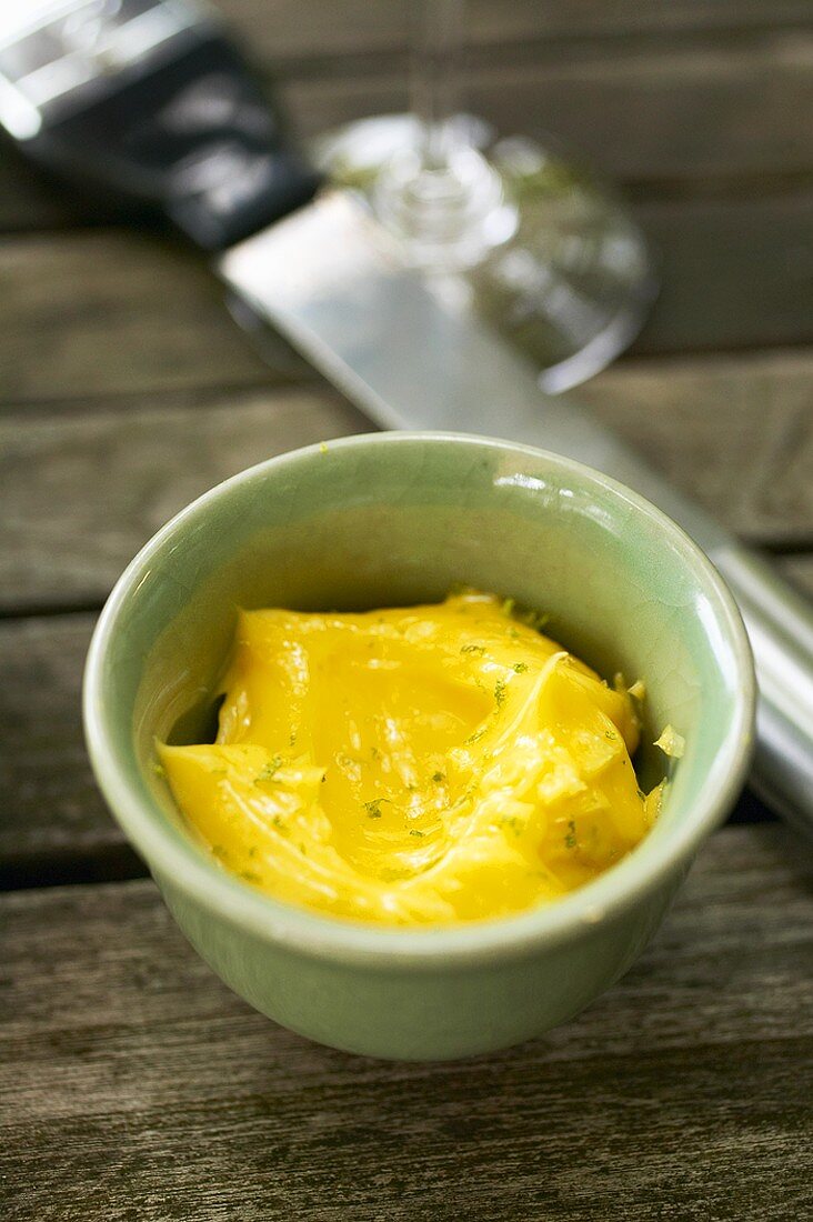 Lemon mayonnaise in a small bowl