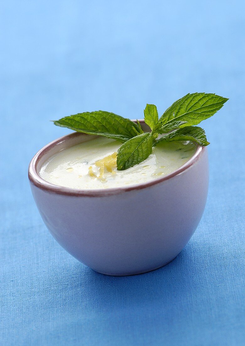 Lemon yoghurt sauce in a small bowl