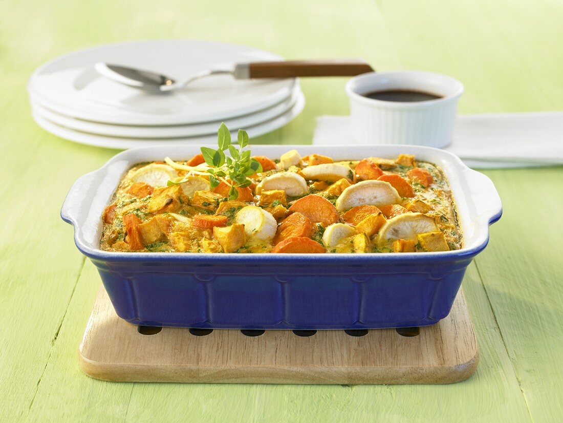 Mixed vegetable bake with egg