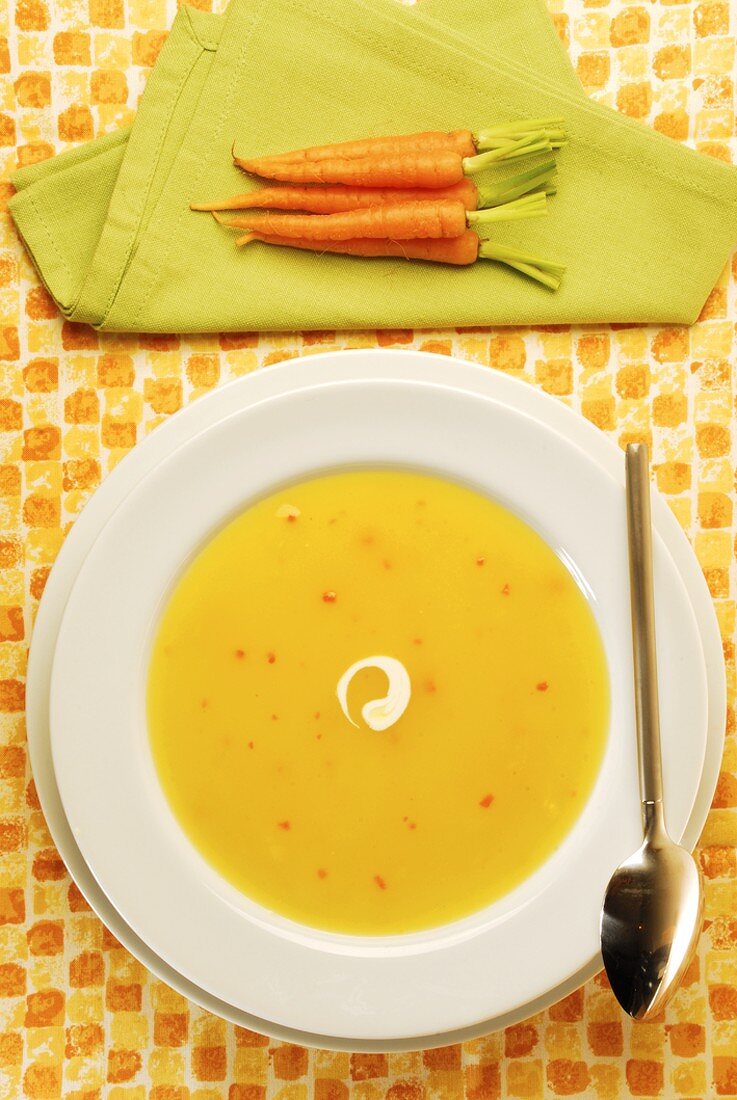 Carrot soup and baby carrots
