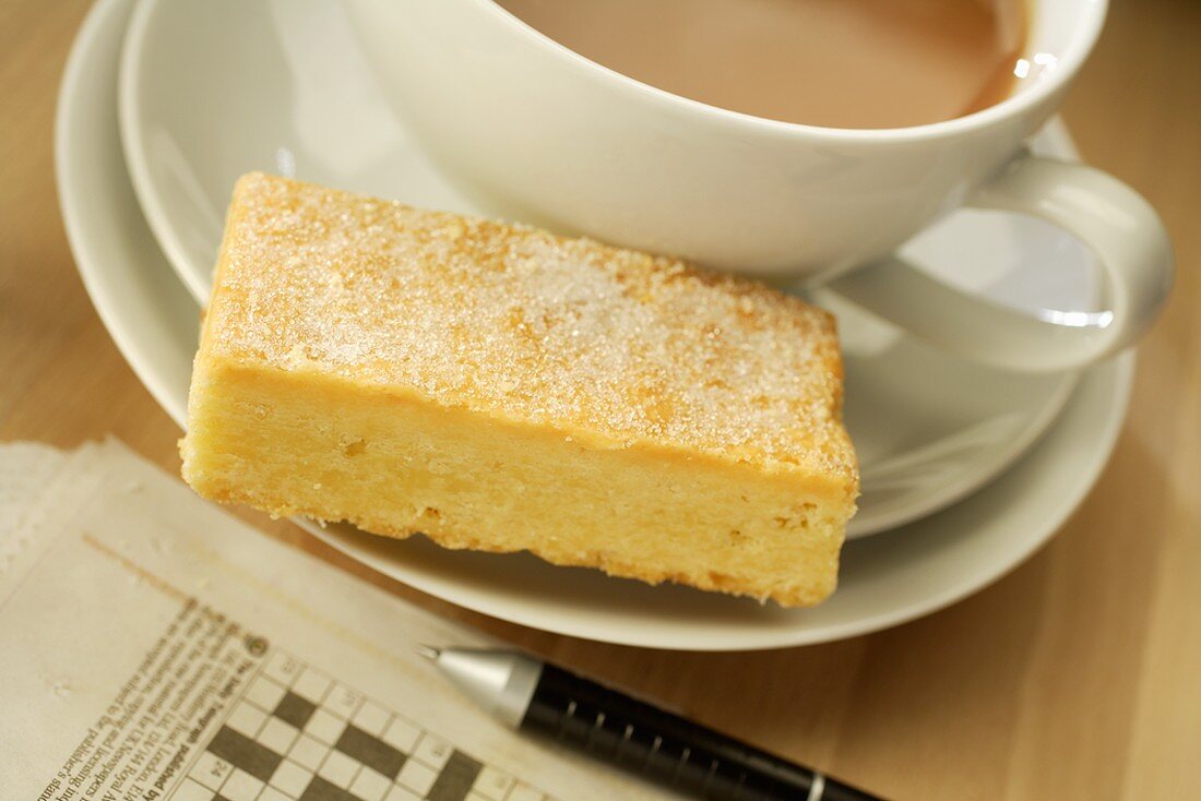 Butter shortbread (type of British biscuit) with tea