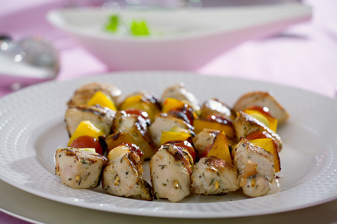Chicken breast and pepper skewers