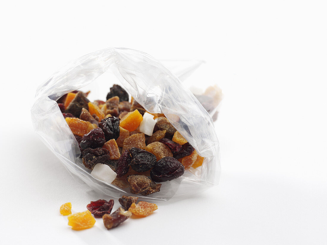 Dried fruit in a plastic bag
