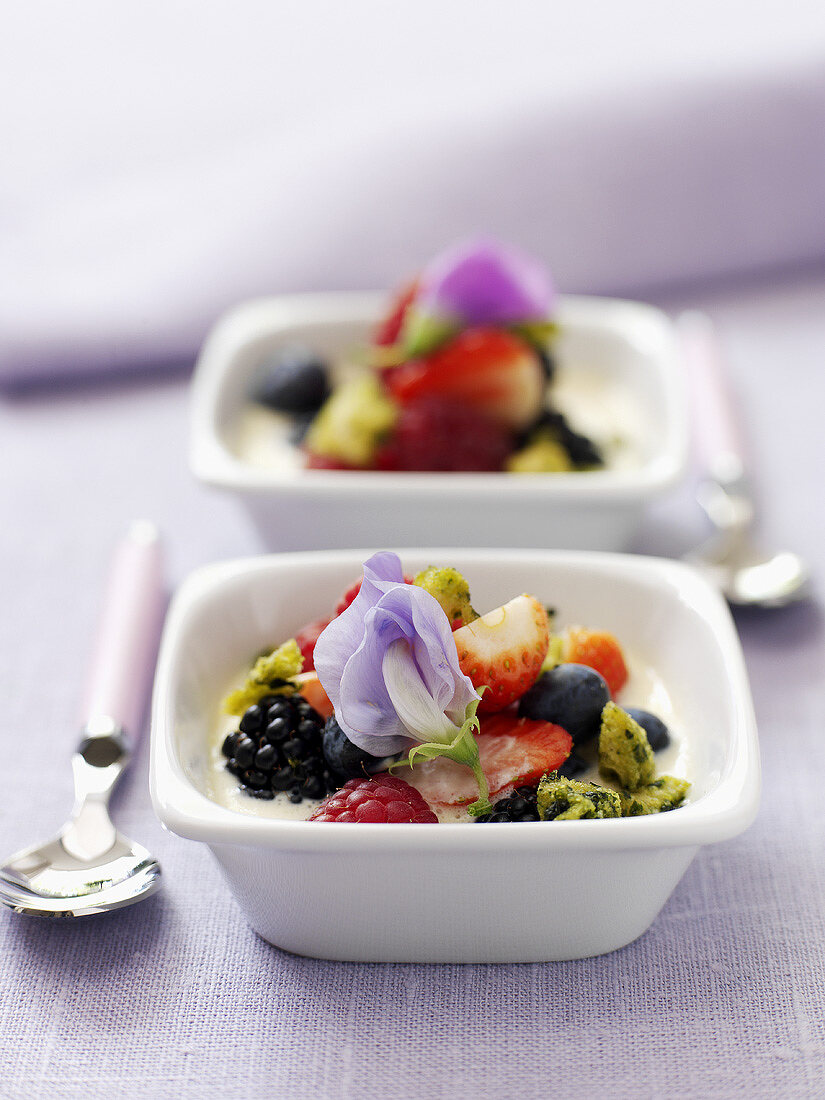 Frische Beeren in Vanillesauce