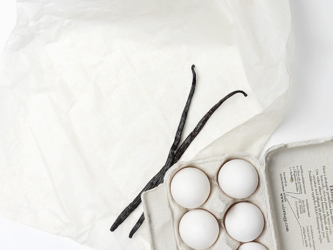 Eggs and vanilla pods