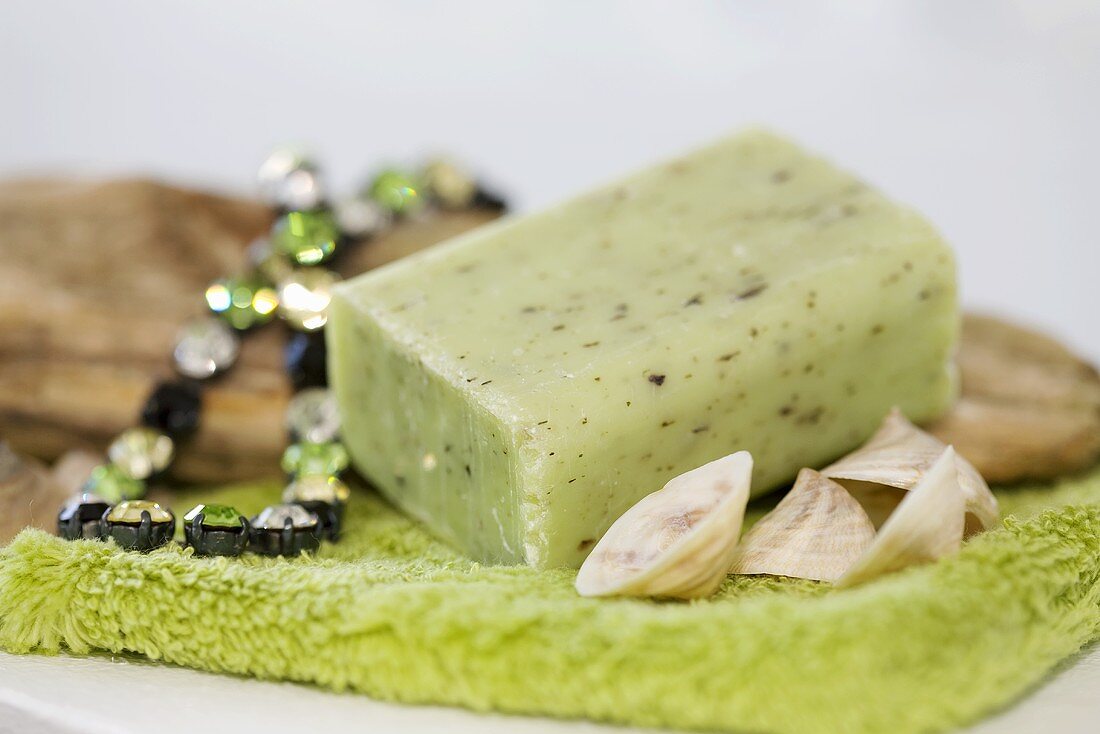 Herb soap with necklace and shells