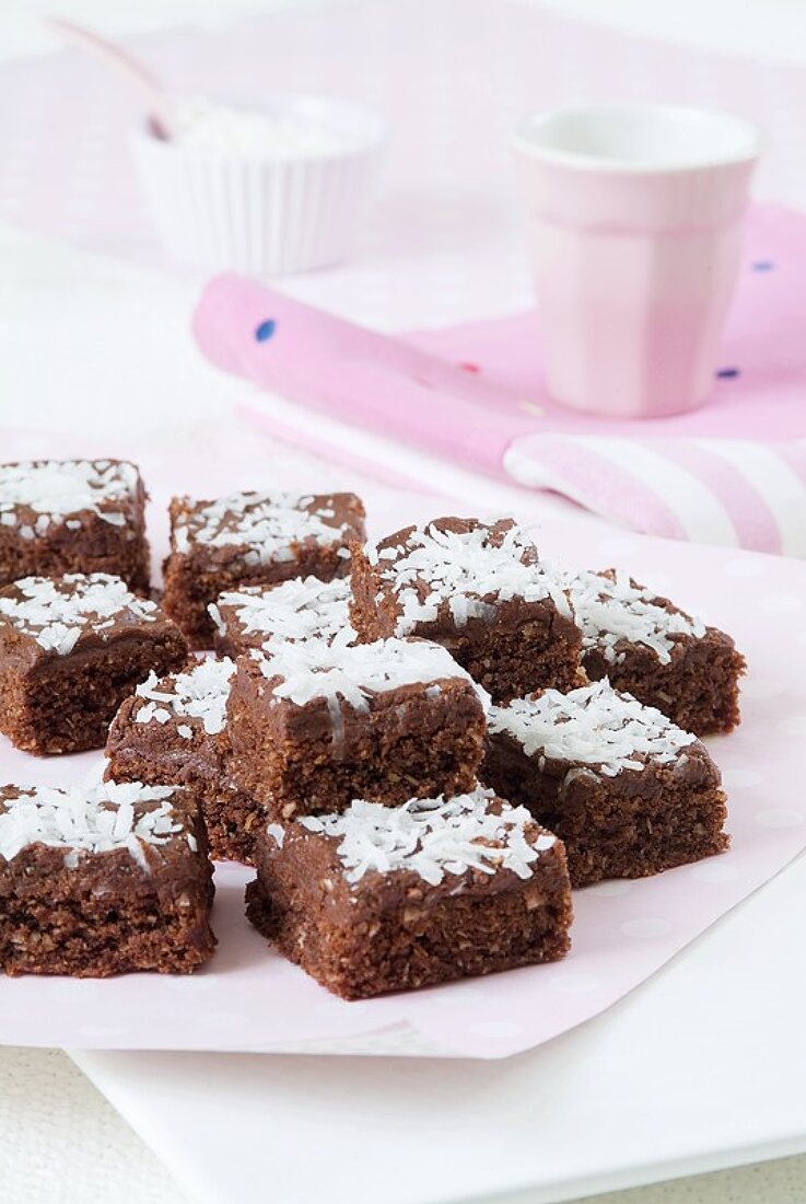Brownies with grated coconut