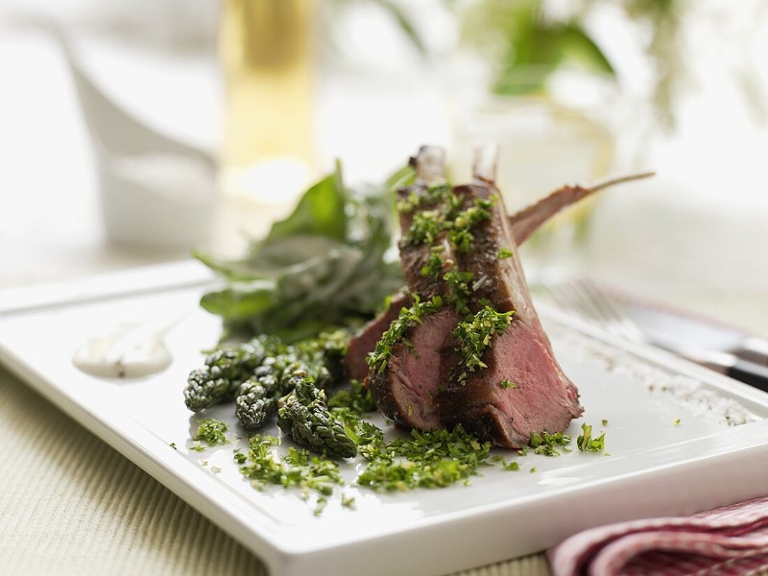 Rack of lamb with asparagus and gremolata