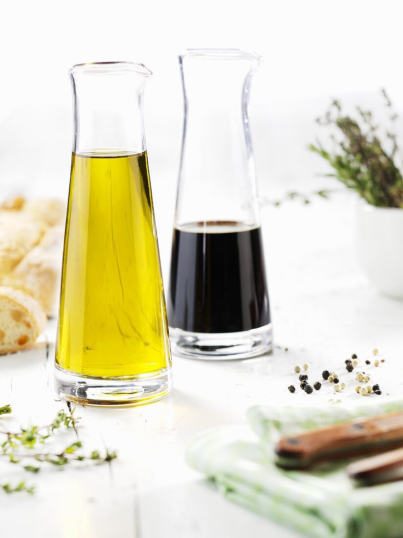 Olive oil, balsamic vinegar, pepper and herbs