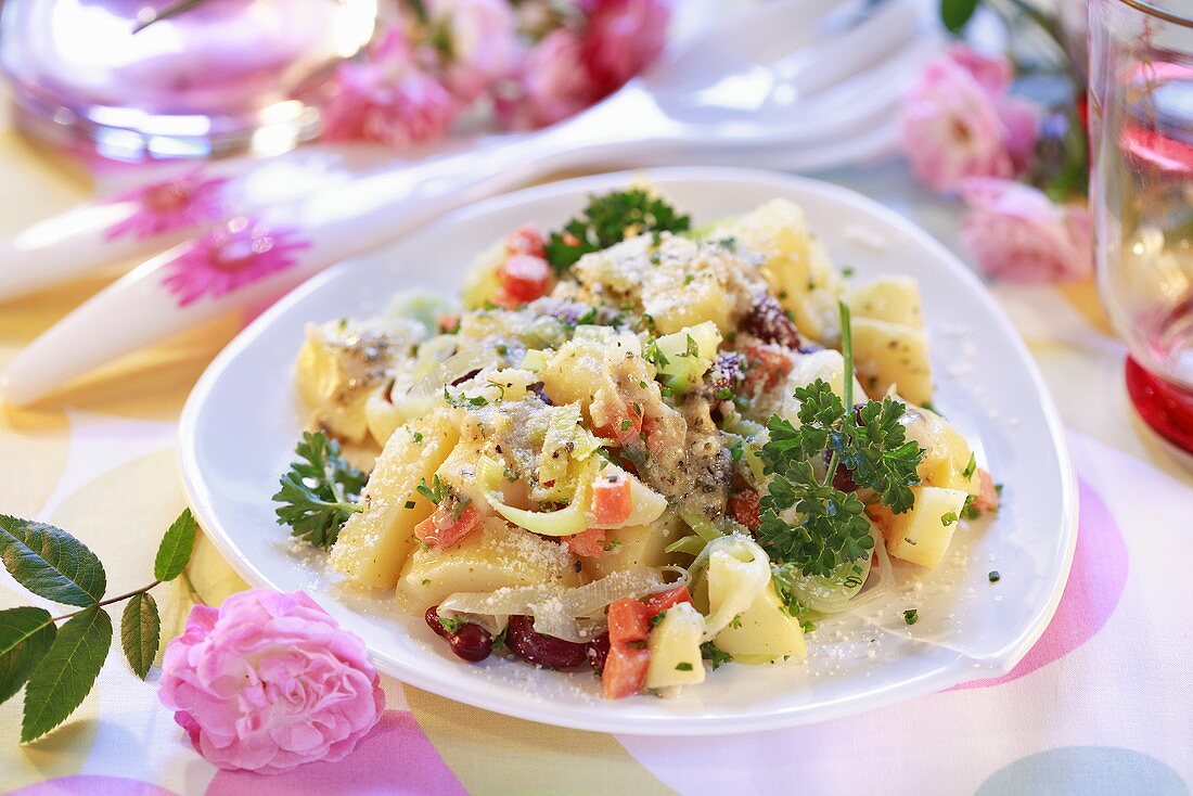 Kartoffel-Bohnen-Salat mit Parmesan