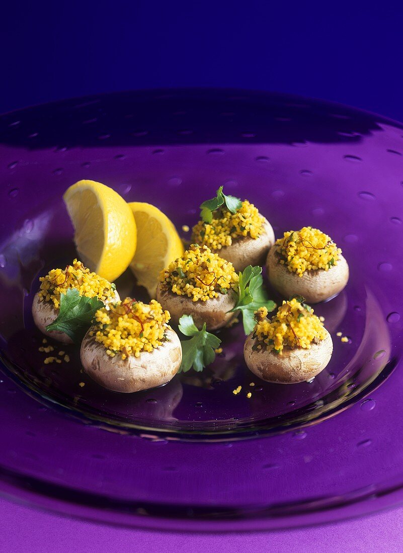 Mushrooms stuffed with saffron couscous (Arab cuisine)