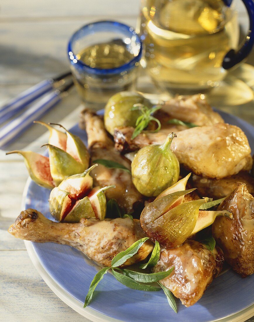 Roast chicken pieces with figs
