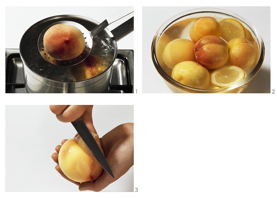 Blanching and skinning peaches