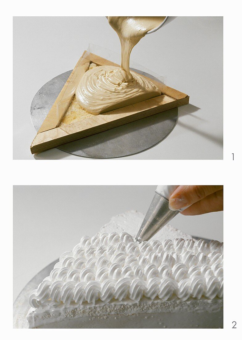 Making a triangular cashew meringue cake