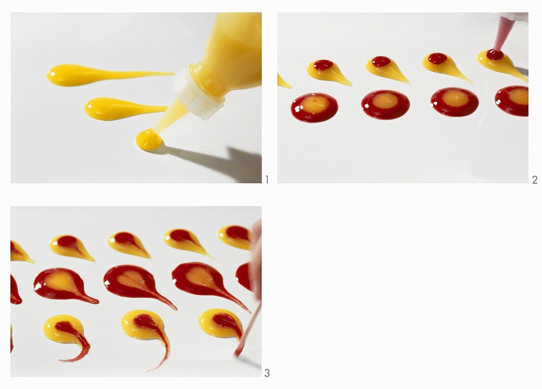 Making dessert decorations with fruit puree