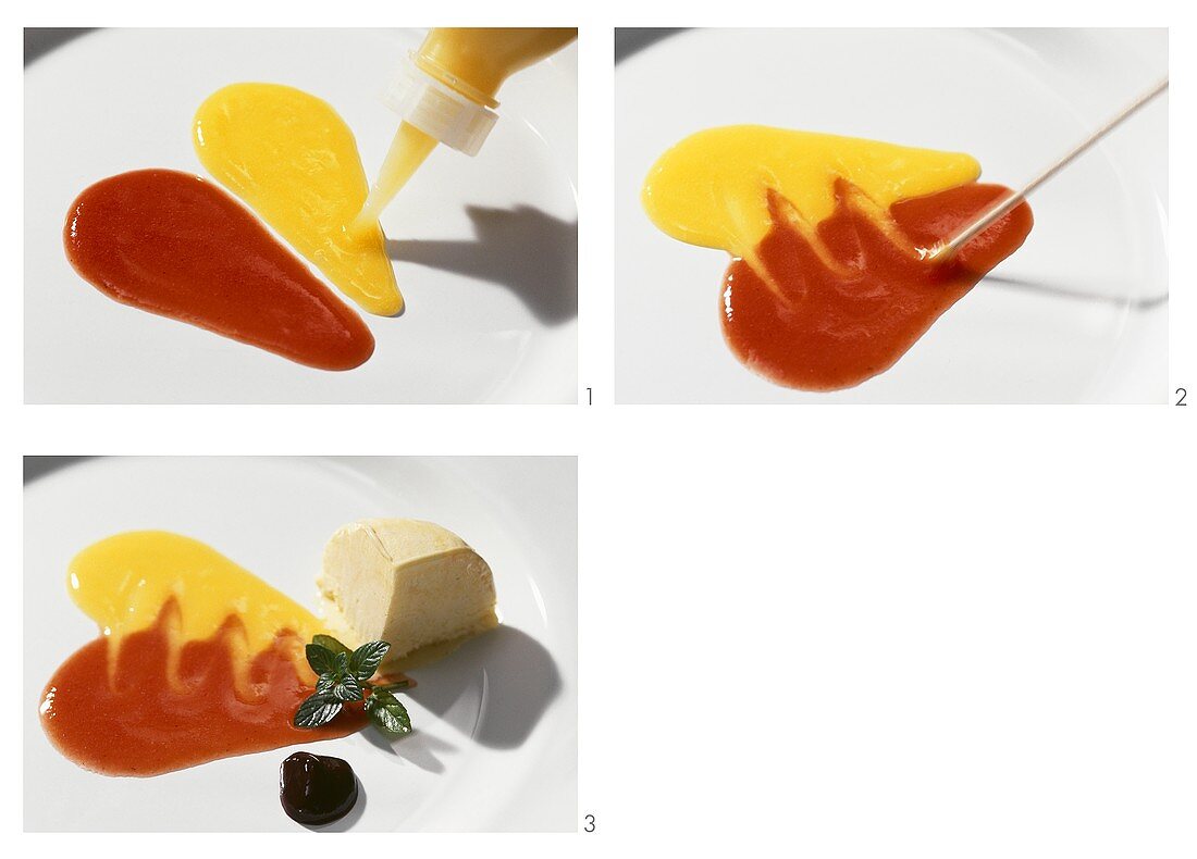 Erdbeer-Mango-Herz herstellen (als Dessertdeko)