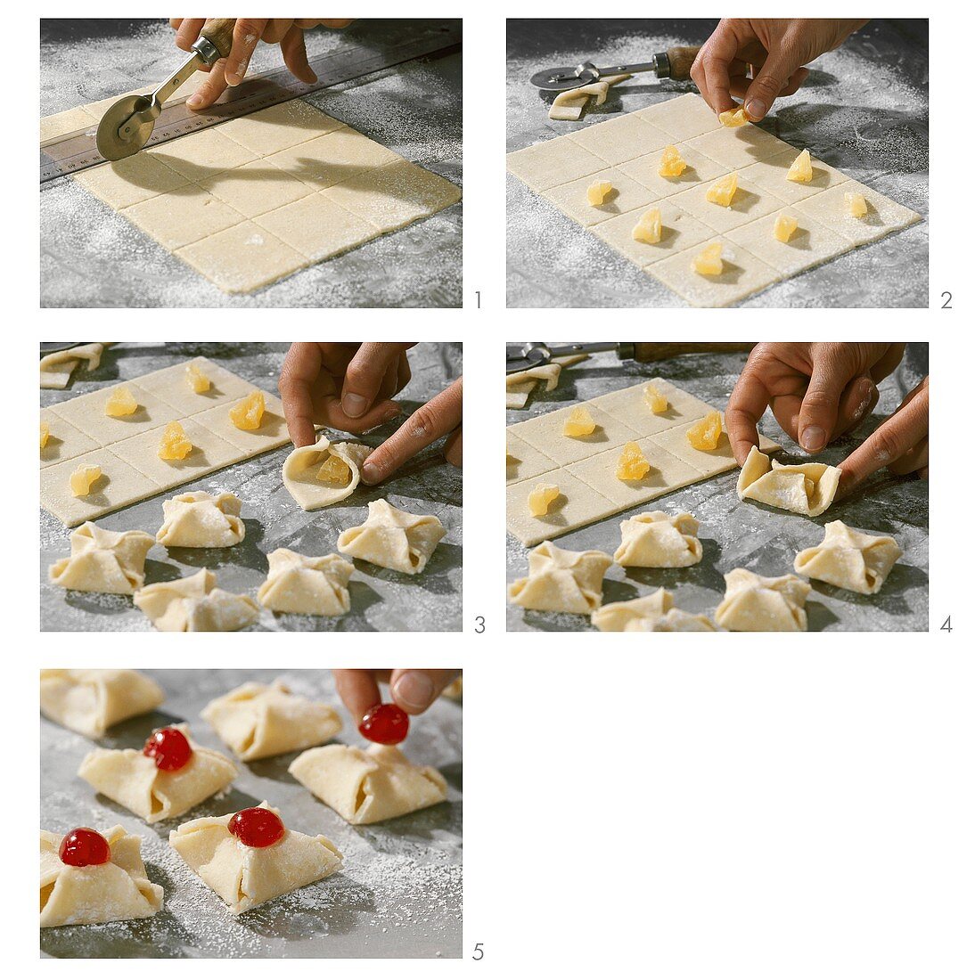 Making marzipan and pineapple sweets