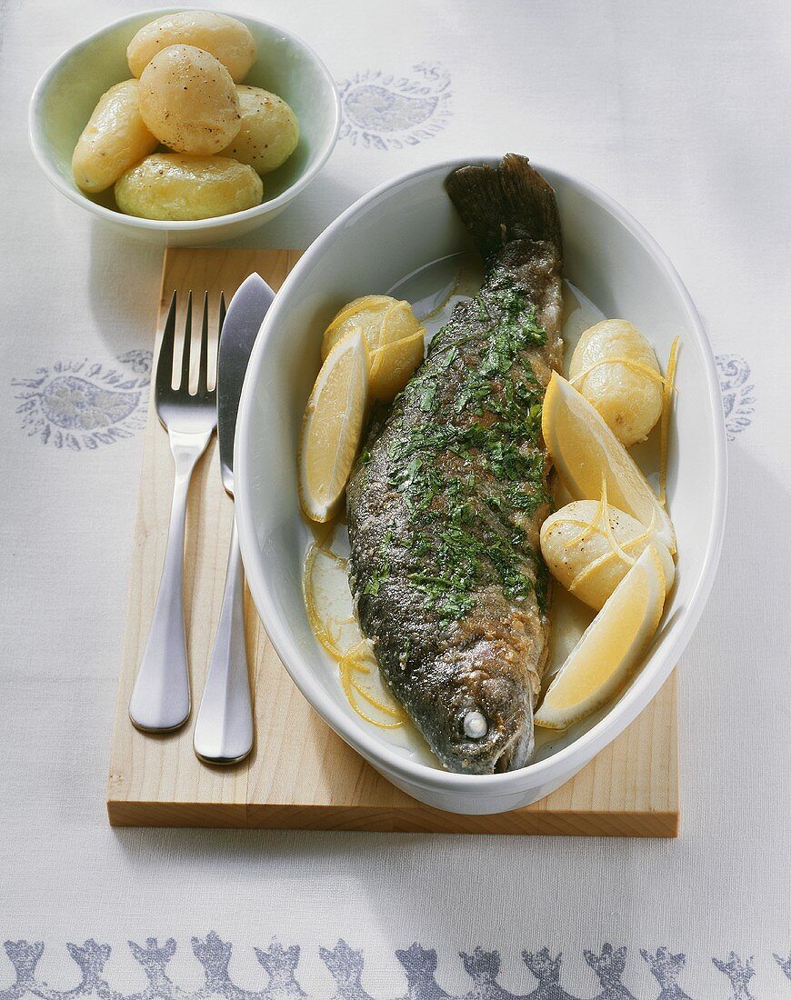 Trout Meuniere with boiled potatoes