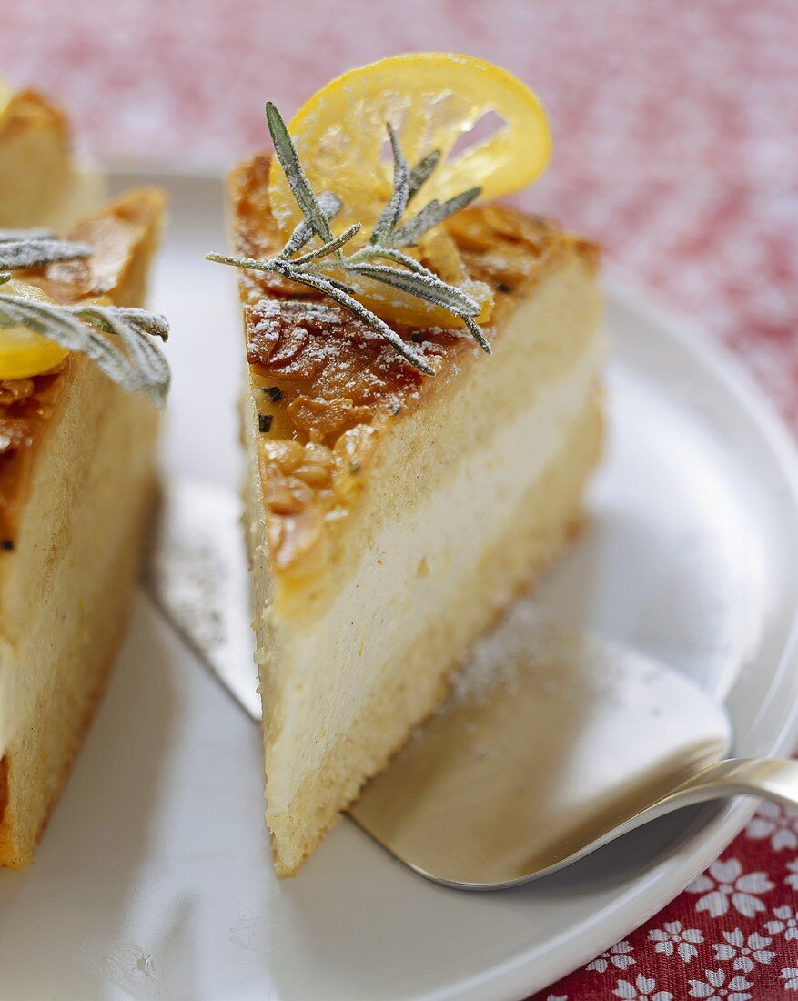 Bee sting cake with rosemary and candied lemon