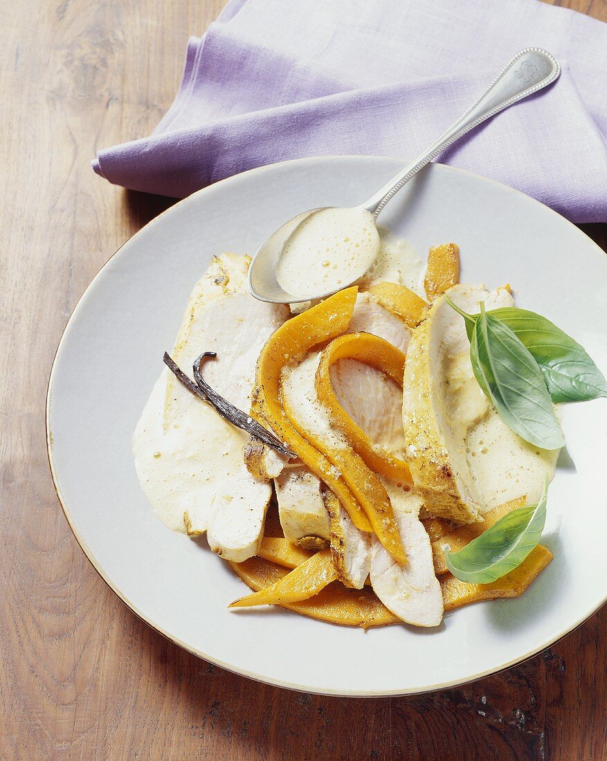 Roast turkey breast with vanilla, pumpkin & paprika sauce