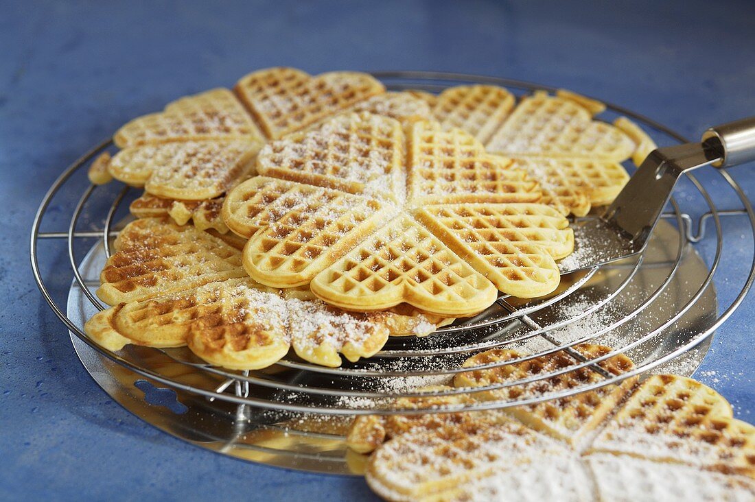 Waffeln mit Puderzucker