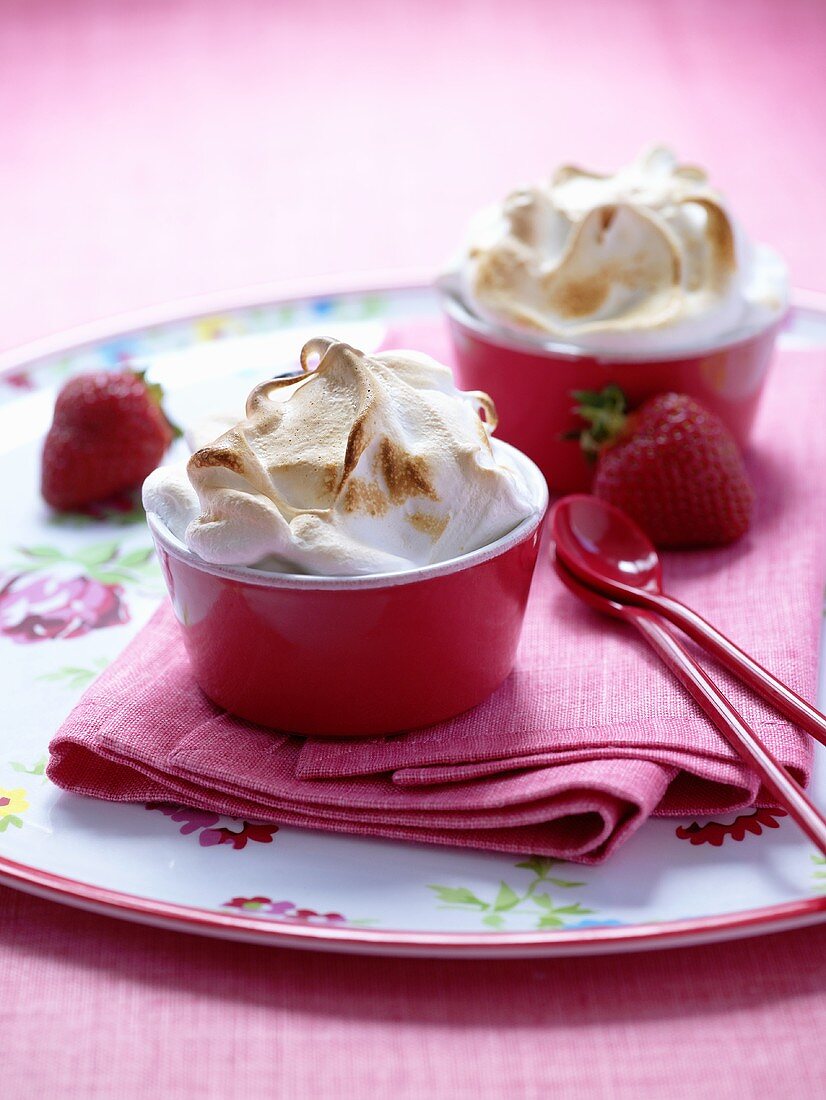 Strawberry dessert with meringue topping